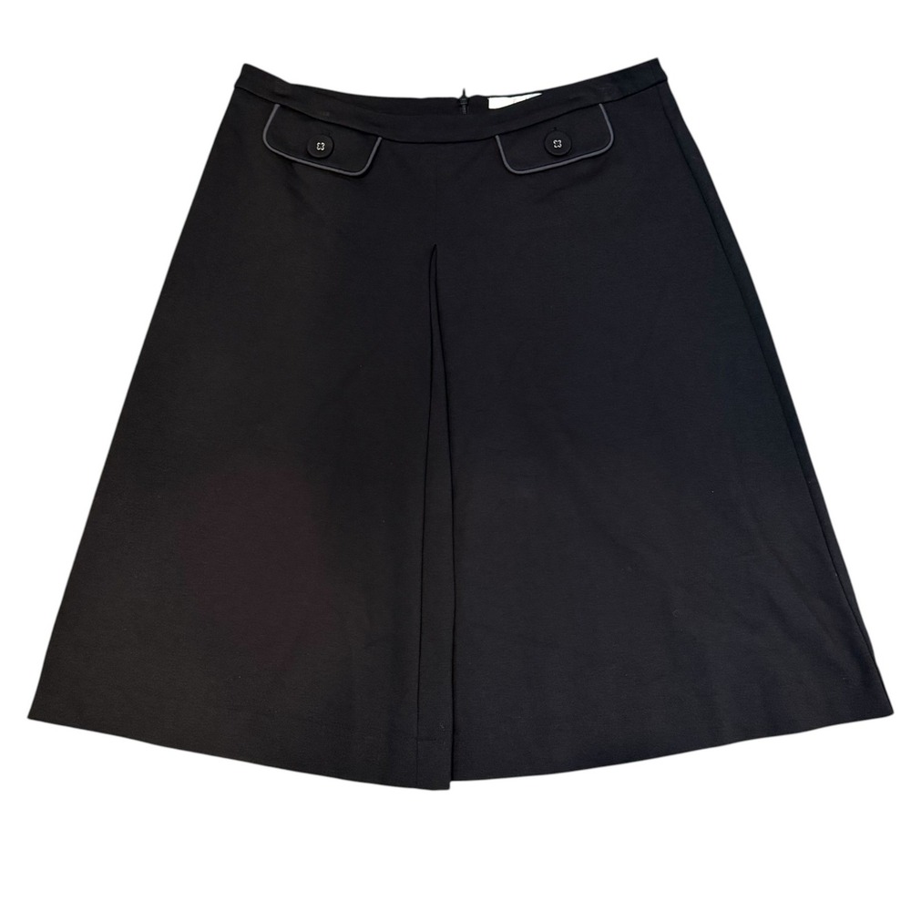 Boden Skirt Women Black Pleated Faux Pocket Career Dark Academia Size 10L